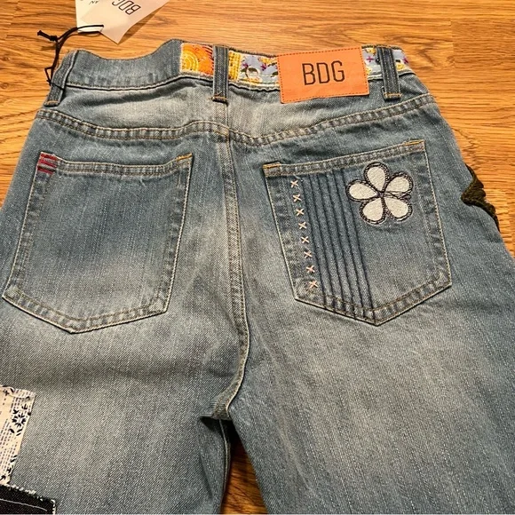 NWT Urban Outfitters BDG High Waist Patchwork Hippie Boho Floral crocheted jeans - Picture 11 of 14
